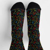 Chaussette Plan de jeu amusant pour enfants motif néon noir (Haut)