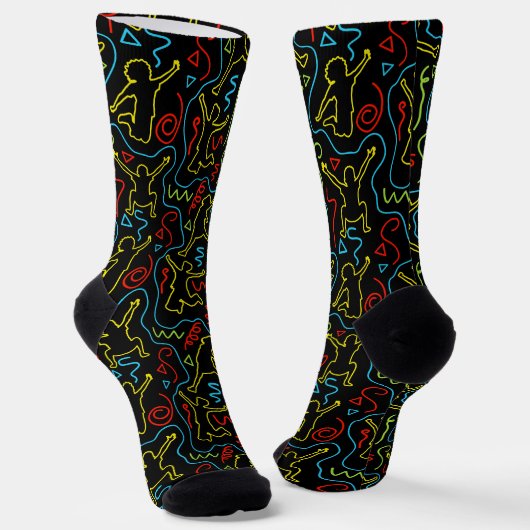 Chaussette Plan de jeu amusant pour enfants motif néon noir (Angulaire)