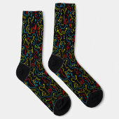 Chaussette Plan de jeu amusant pour enfants motif néon noir (Droite)
