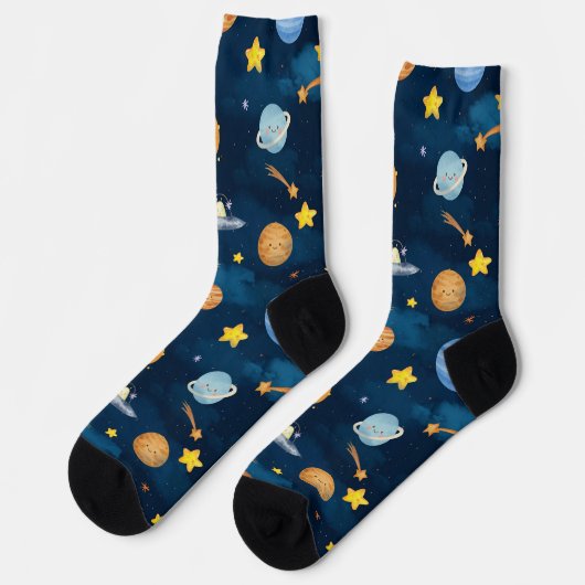 Chaussette Planètes de l'espace extra-atmosphérique bleu moti (Gauche)