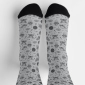 Chaussette Planètes fusées gris gribouillis espace (Haut)