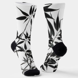 Chaussette Plante en bambou noir et blanc
