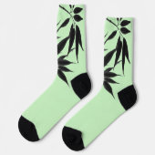 Chaussette Plante en bambou noir et vert menthe (Gauche)