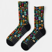 Chaussette Plantes Crochet Et Fleurs Dans Des Pots Multicolor (Gauche)