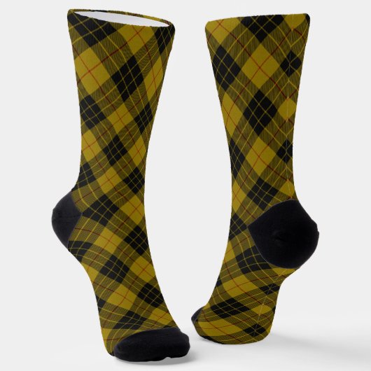 Chaussette Plaque noire jaune tartan MacLeod (Angulaire)