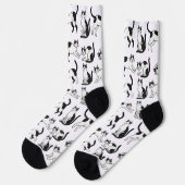 Chaussette Playful Black and White Tuxedo Cat Pattern Socks (Gauche)