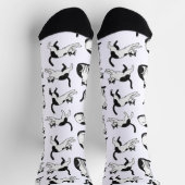 Chaussette Playful Black and White Tuxedo Cat Pattern Socks (Haut)