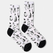 Chaussette Playful Black and White Tuxedo Cat Pattern Socks (Droite)