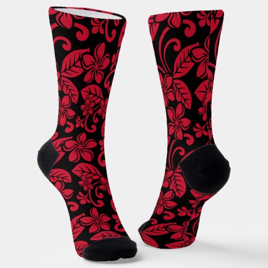 CHAUSSETTE PLUMÉRIE DE L'ÎLE (NOIR/ROUGE) (Angulaire)