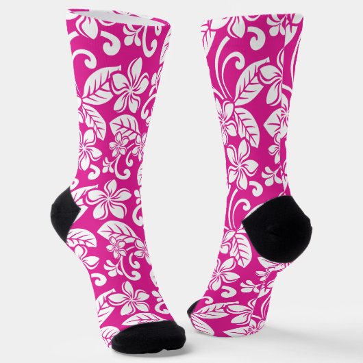 CHAUSSETTE PLUMÉRIE DE L'ÎLE (ROSE CHAUD) (Angulaire)