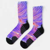Chaussette plumes bleues et roses (Gauche)