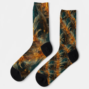 Chaussette Plumes brunes scintillantes