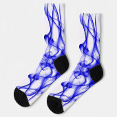 Chaussette Plumes de fumée bleue sur blanc (Gauche)