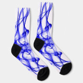 Chaussette Plumes de fumée bleue sur blanc (Droite)