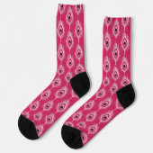 Chaussette Plumes de paon, rose pastel sur rose Fuchsia (Gauche)