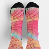 Chaussette Plumes rose et jaune (Haut)