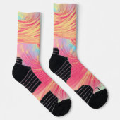 Chaussette Plumes rose et jaune (Droite)