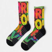 Chaussette Plus de couleur, plus d'amour, conception de typog (Gauche)