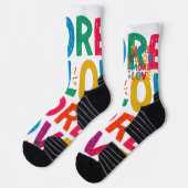 Chaussette Plus de couleur, plus d'amour, typographie arc-en- (Gauche)