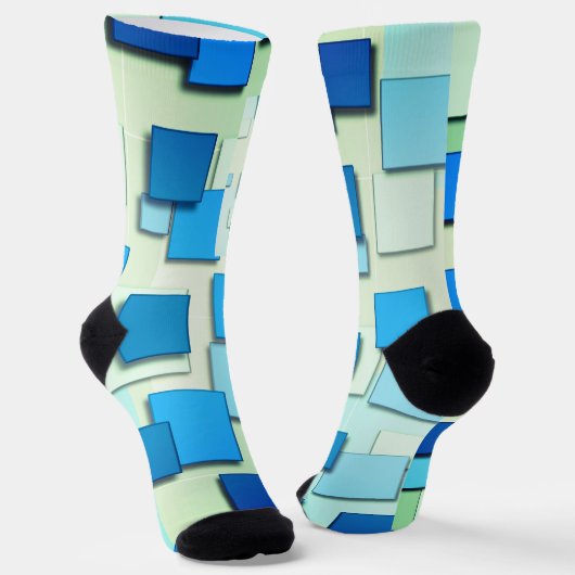 Chaussette Plusieurs nuances de Carré bleu conception géométr (Angulaire)