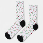 Chaussette Pneuka mignonne point sapin de Noël Rouge Vert mot (Gauche)