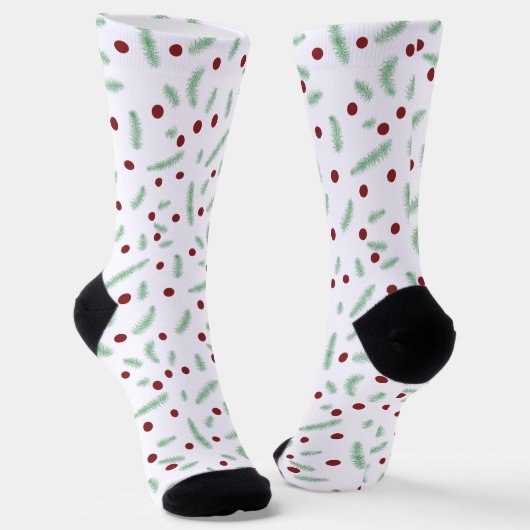 Chaussette Pneuka mignonne point sapin de Noël Rouge Vert mot (Angulaire)