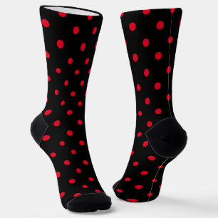 Chaussette Pointe Polka noire et rouge vif