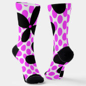 Chaussette Pointe rose Noir Fleur Retro Chaussettes folles (Angulaire)