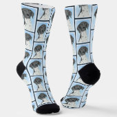 Chaussette Pointeur allemand peint art original (Angulaire)