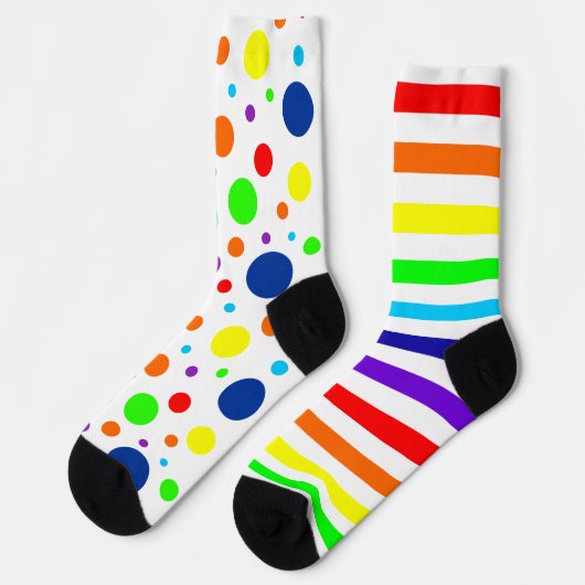 Chaussette Points Arc-en-ciel blanc/Chaussettes d'équipage (Gauche)