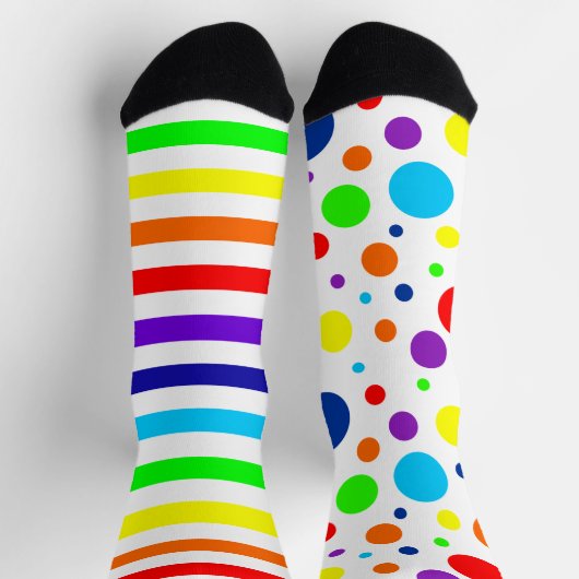 Chaussette Points Arc-en-ciel blanc/Chaussettes d'équipage (Haut)