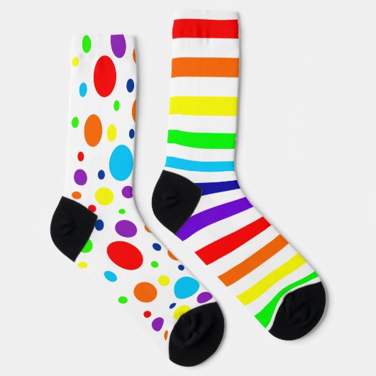 Chaussette Points Arc-en-ciel blanc/Chaussettes d'équipage (Droite)