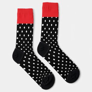 Chaussette Points Blancs Sur Trim Rouge Noir