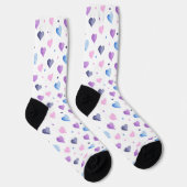 Chaussette Points Coeurs Aquarelle Motif rose bleu pourpre (Droite)