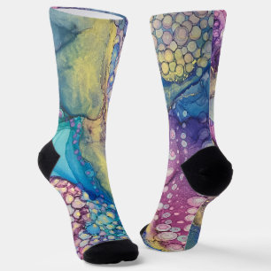 Chaussette Points colorés Encre d'alcool Liquide Abstrait