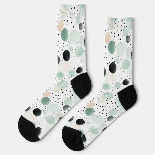 Chaussette Points de Crème Noir Menthe Fantaisie (Gauche)