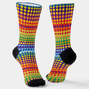Chaussette Points et bandes arc-en-ciel
