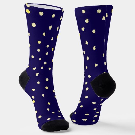 Chaussette points jaunes dans la marine (Angulaire)