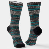 Chaussette Points Turquoises noirs Zigzags Motif (Angulaire)