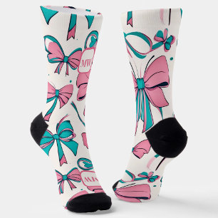 Chaussette Poireaux de crème turquoise rose moderne monogramm