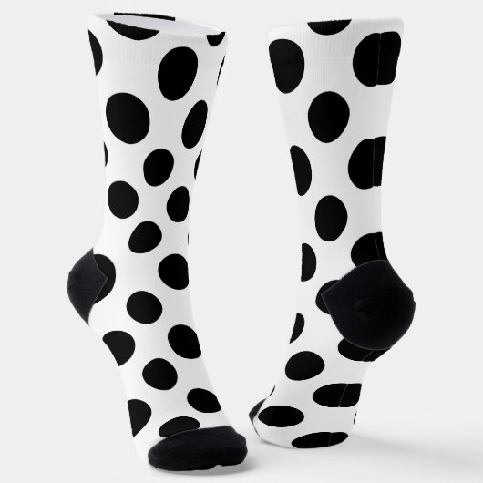 Chaussette Pois, Motif Polka Dot, noir et blanc (Angulaire)