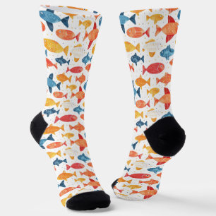Chaussette Poissons amusants Motif coloré