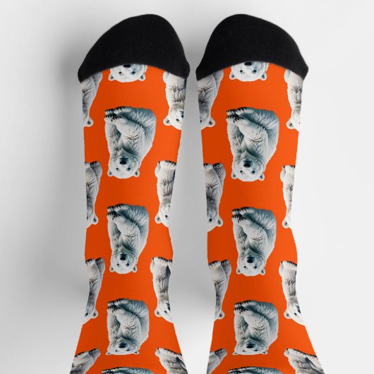 Chaussette Polar Bear Pattern Design On Orange (Haut)