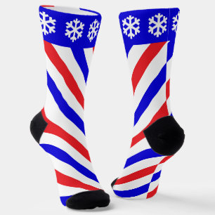 Chaussette Pôle de barbier de Noël et flocons de neige amusan