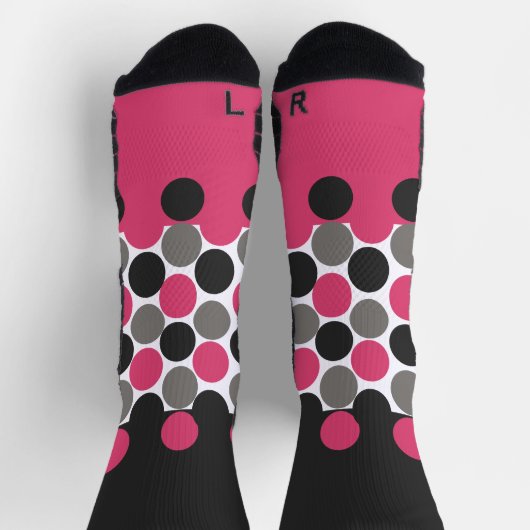 Chaussette Polika Dot rose et gris (Haut)