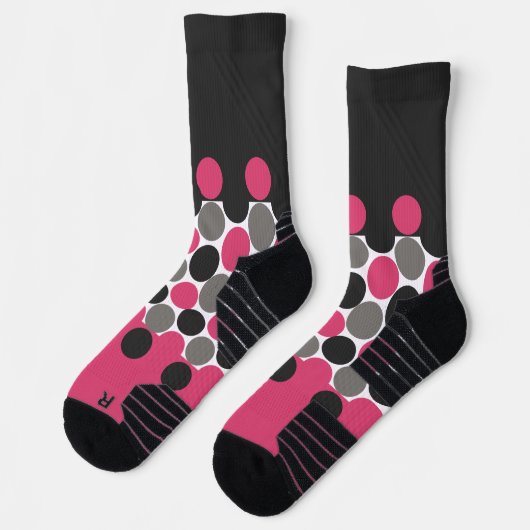 Chaussette Polika Dot rose et gris (Gauche)