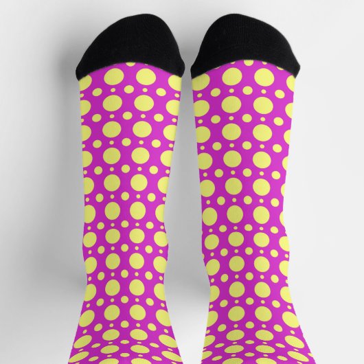 Chaussette Polka Dot Fun Chaussettes folles en rose et jaune (Haut)