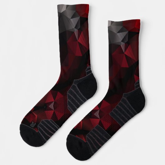 Chaussette Polygonal, noir et rouge (Gauche)