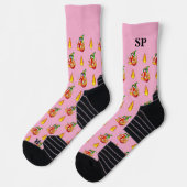 Chaussette Pompier Cute Chili Motif Avec Nom Initiales (Gauche)