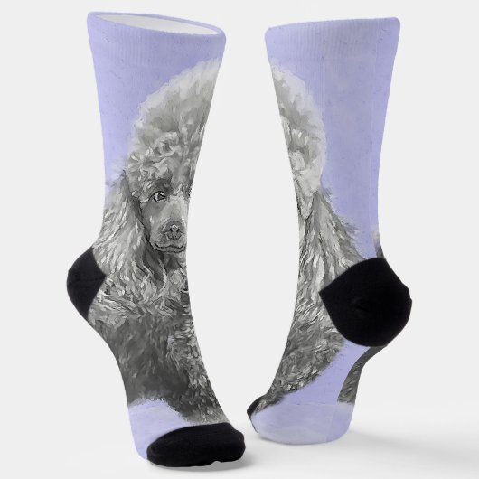 Chaussette Poodé Jouet miniature Argent gris bleu Chien Art (Angulaire)